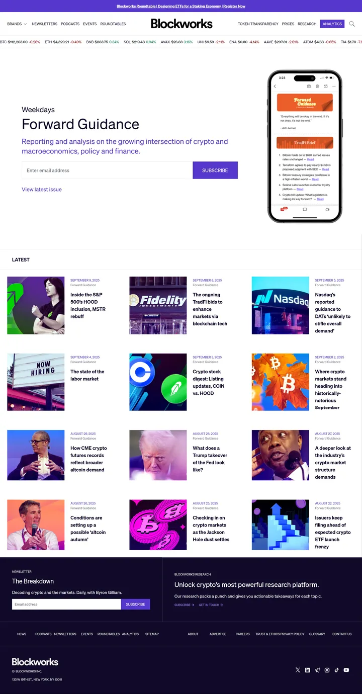 Forward Guidance Screenshot