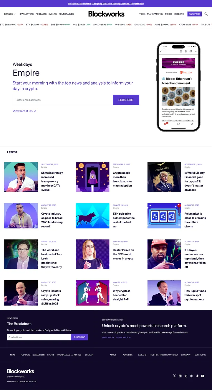 Empire Newsletter Screenshot