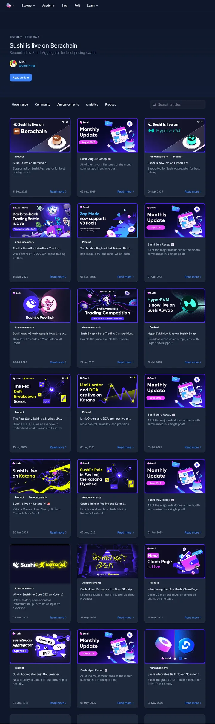 SushiSwap Blog Screenshot