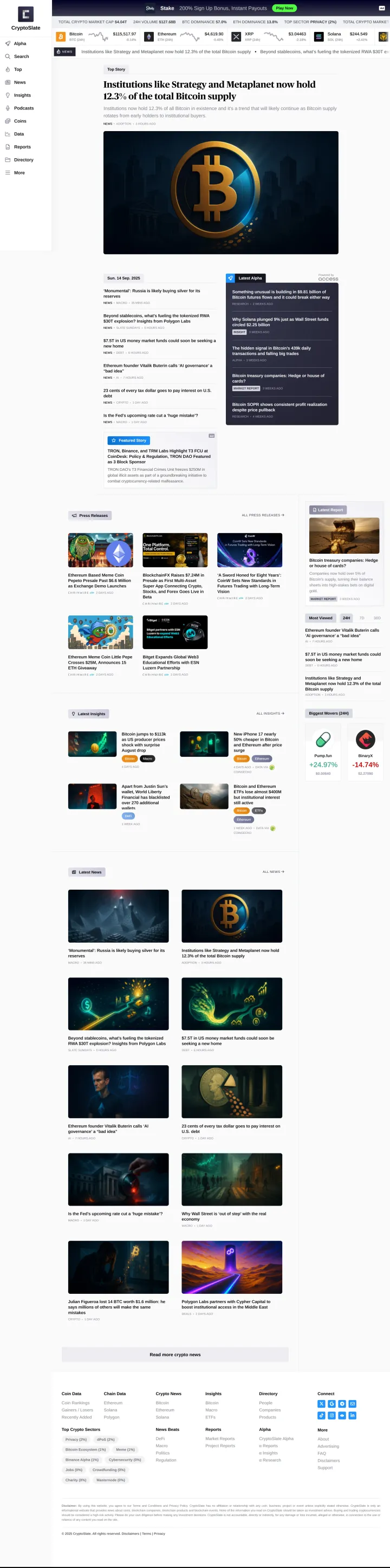 CryptoSlate Screenshot