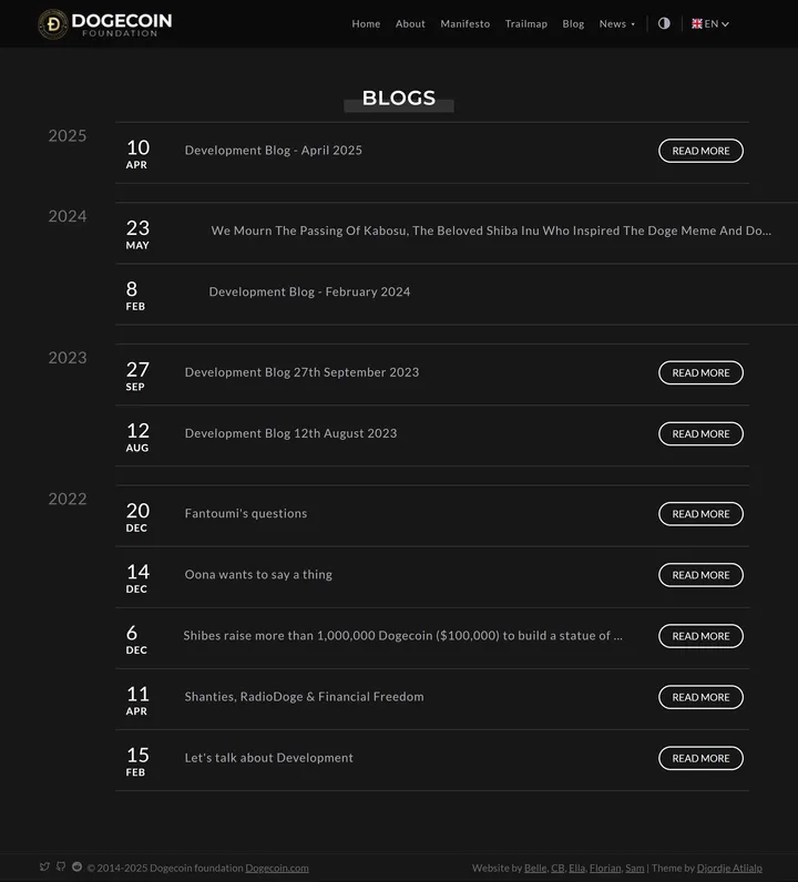 Dogecoin Foundation Blog Screenshot