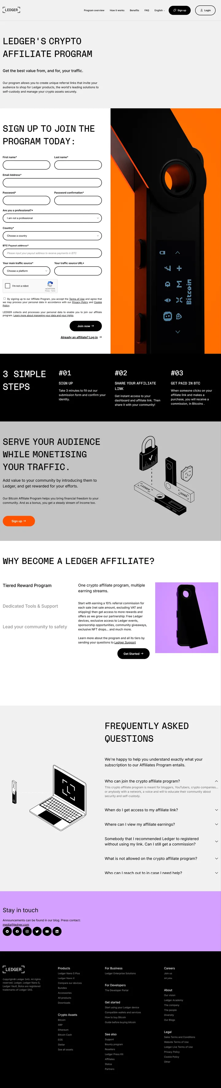 Ledger Affiliate Program Screenshot
