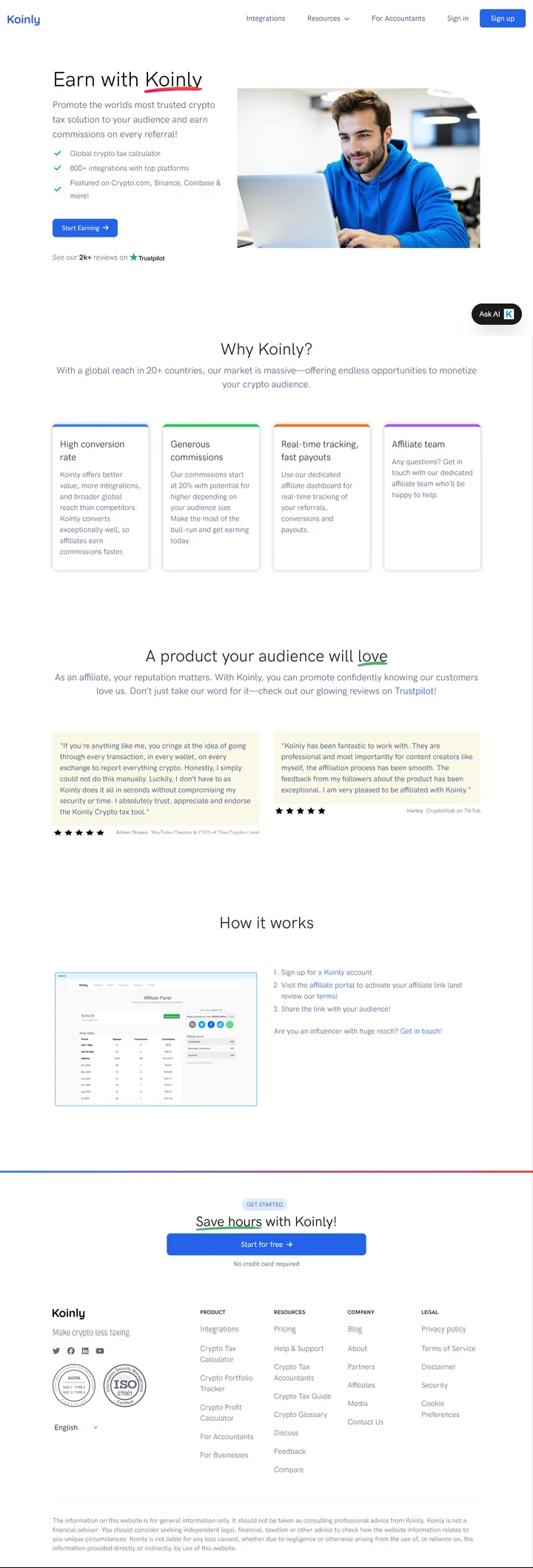 Koinly Affiliate Program Screenshot