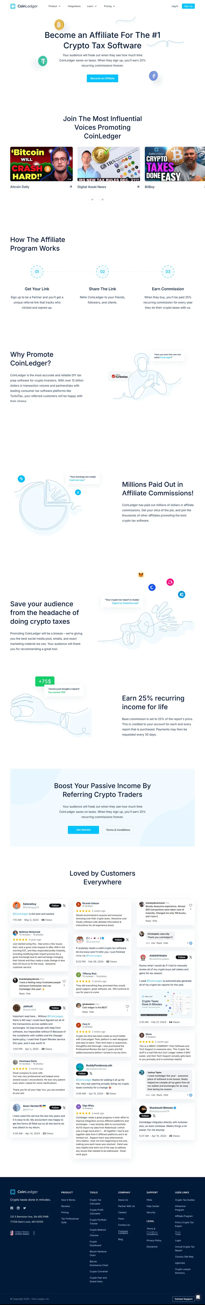 CoinLedger Affiliate Program Screenshot