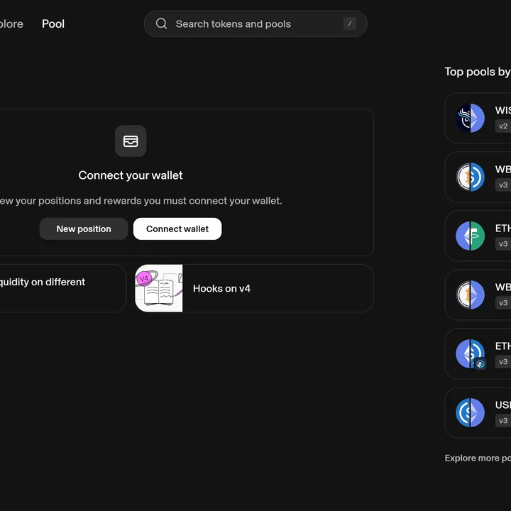 Uniswap Pools Screenshot