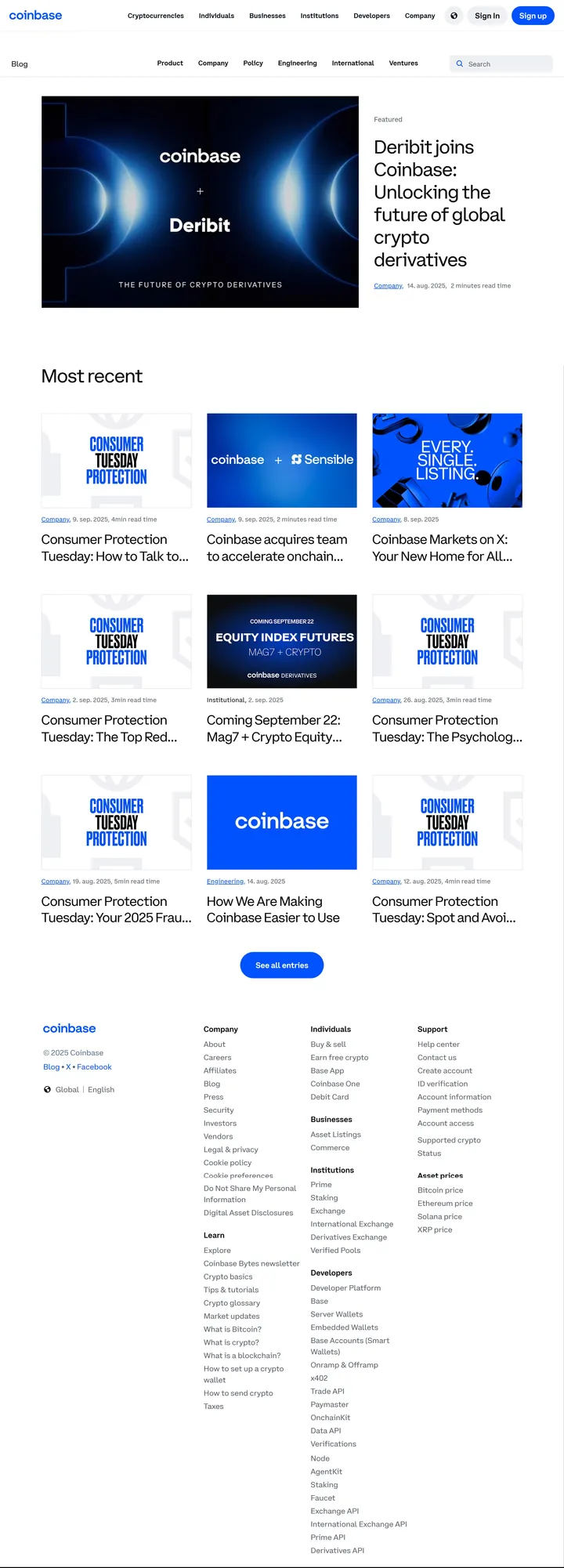 Coinbase Blog Screenshot